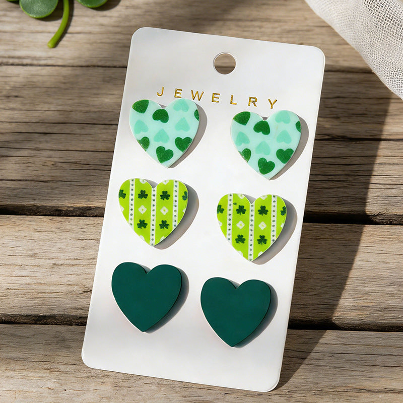 Wholesale St.  Patrick' s Day Shamrock Acrylic Earrings