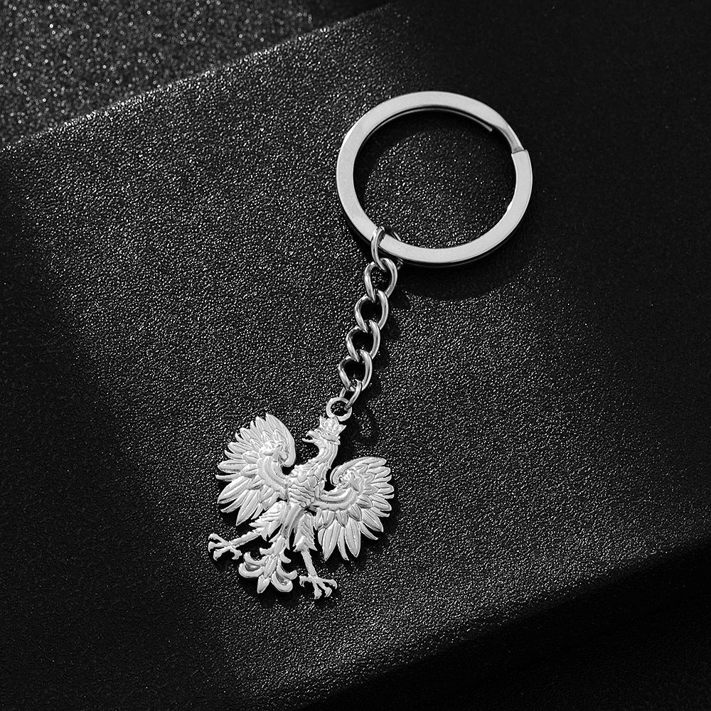 Wholesale Polish national emblem Eagle titanium steel keychain