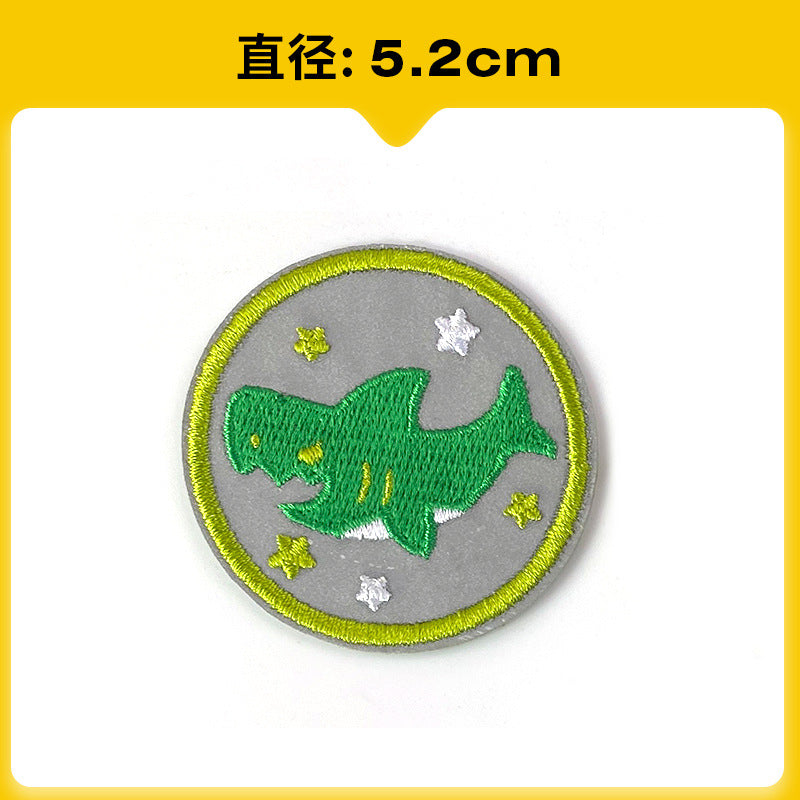 Wholesale Chic Reflective Cartoon Embroidered Patch For Backpack Coat School Bag Safety Decorative Badge