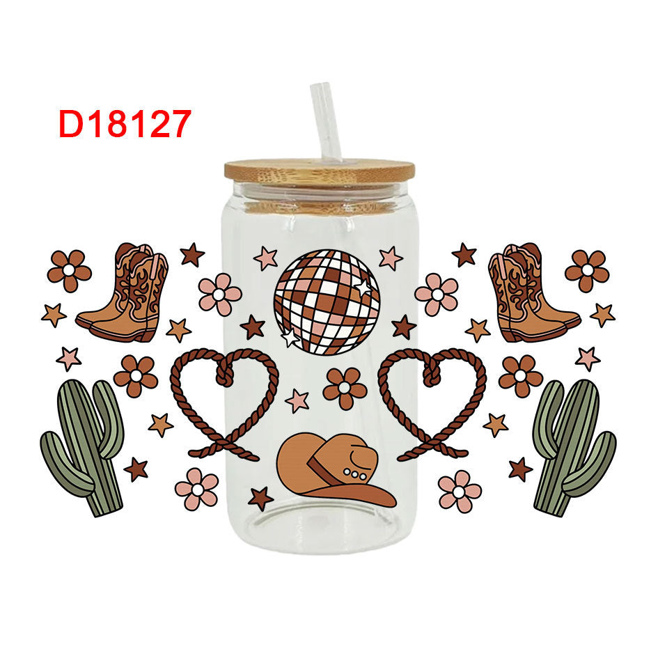 Wholesale Western style hat boots  16oz Cup UV DTF Wraps