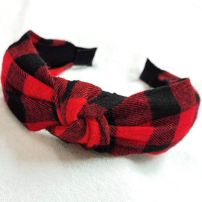 Wholesale Christmas Series Plaid Bow Cloth Headband