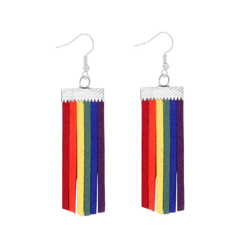 Wholesale Rainbow Flag Love Heart Alloy Pendant Drip Oil Earrings