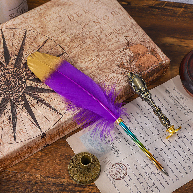 Wholesale 10pcs/pack Gradient Color Feather Pen Ballpoint Pen