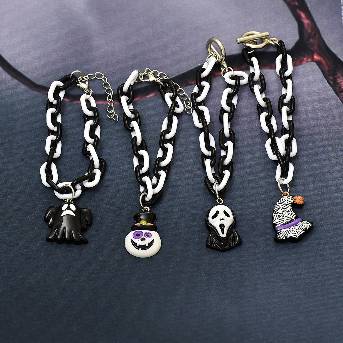 Wholesale Halloween Cartoon Ghost Witch Hat Pumpkin  Children Plastic Bracelet