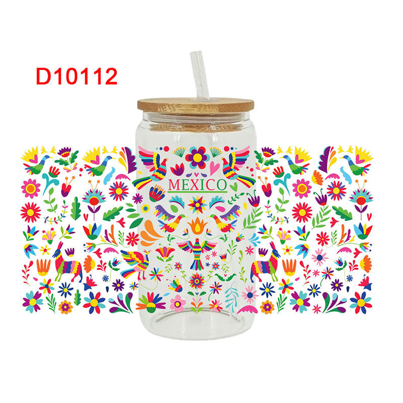 Wholesale Colorful Flower Butterfly 16oz Cup UV DTF Wraps