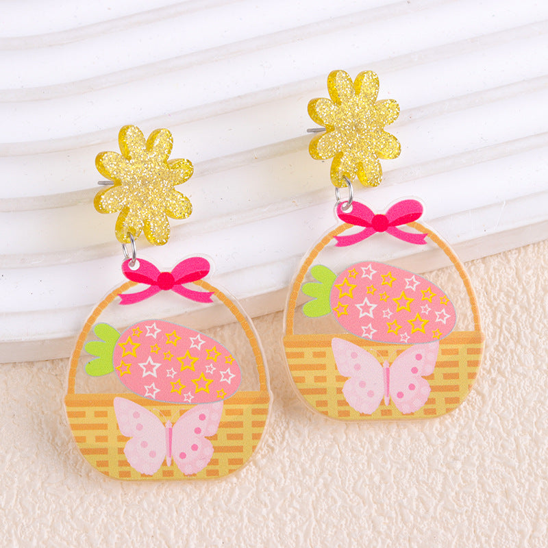 Wholesale Easter Rabbit Radish Chicken Acrylic Printed Earrings