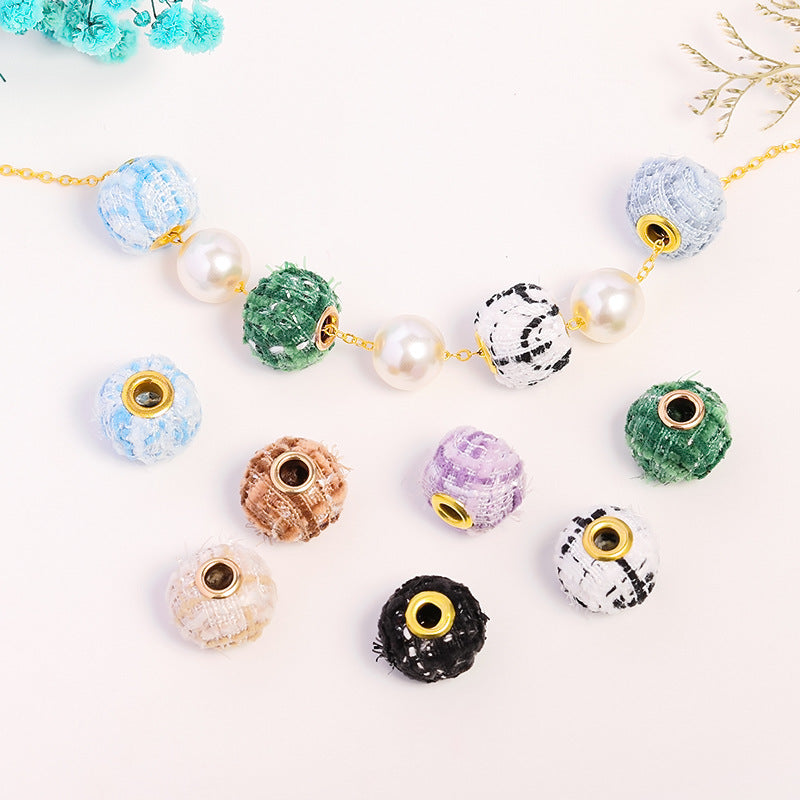 Wholesale 50PCS Colored Fuzzy Balls Metal Straight Hole Loose Beads