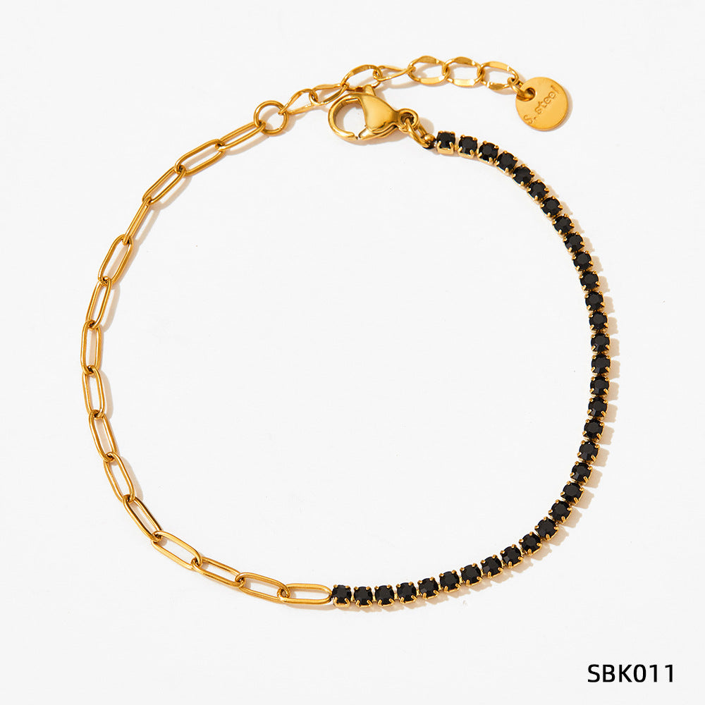 Wholesale PVD stainless steel zircon vacuum gold-plated exquisite bracelet