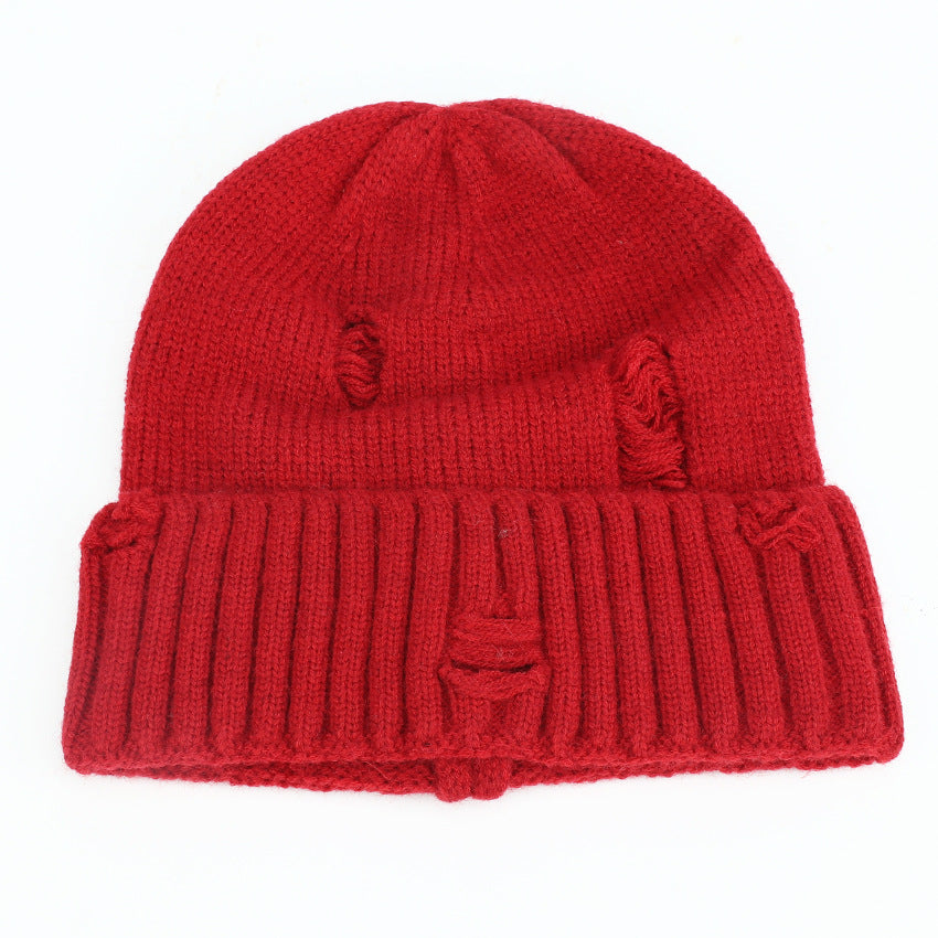 Wholesale Couple Winter Warmth Knitted Hairline Face Friendly Ear Protector Knitted Perforated Cold Hat