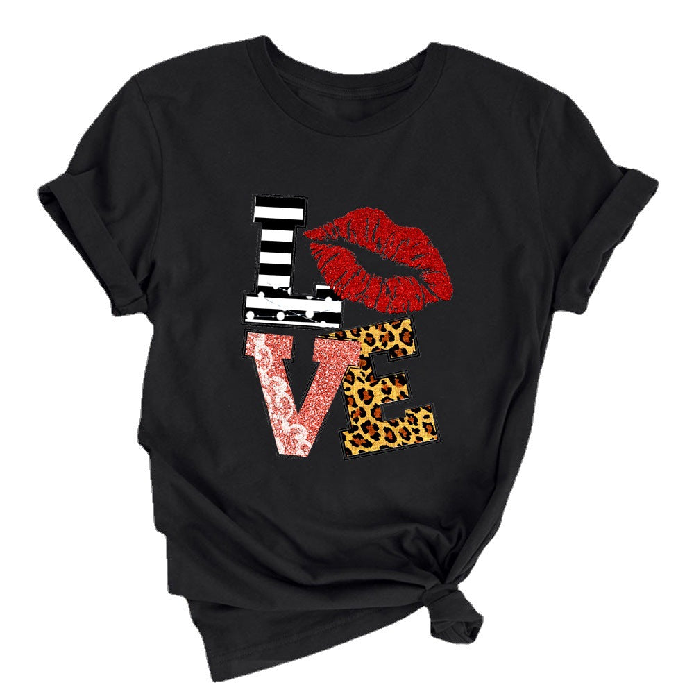 Wholesale Valentine's Day LOVE letter print short sleeves