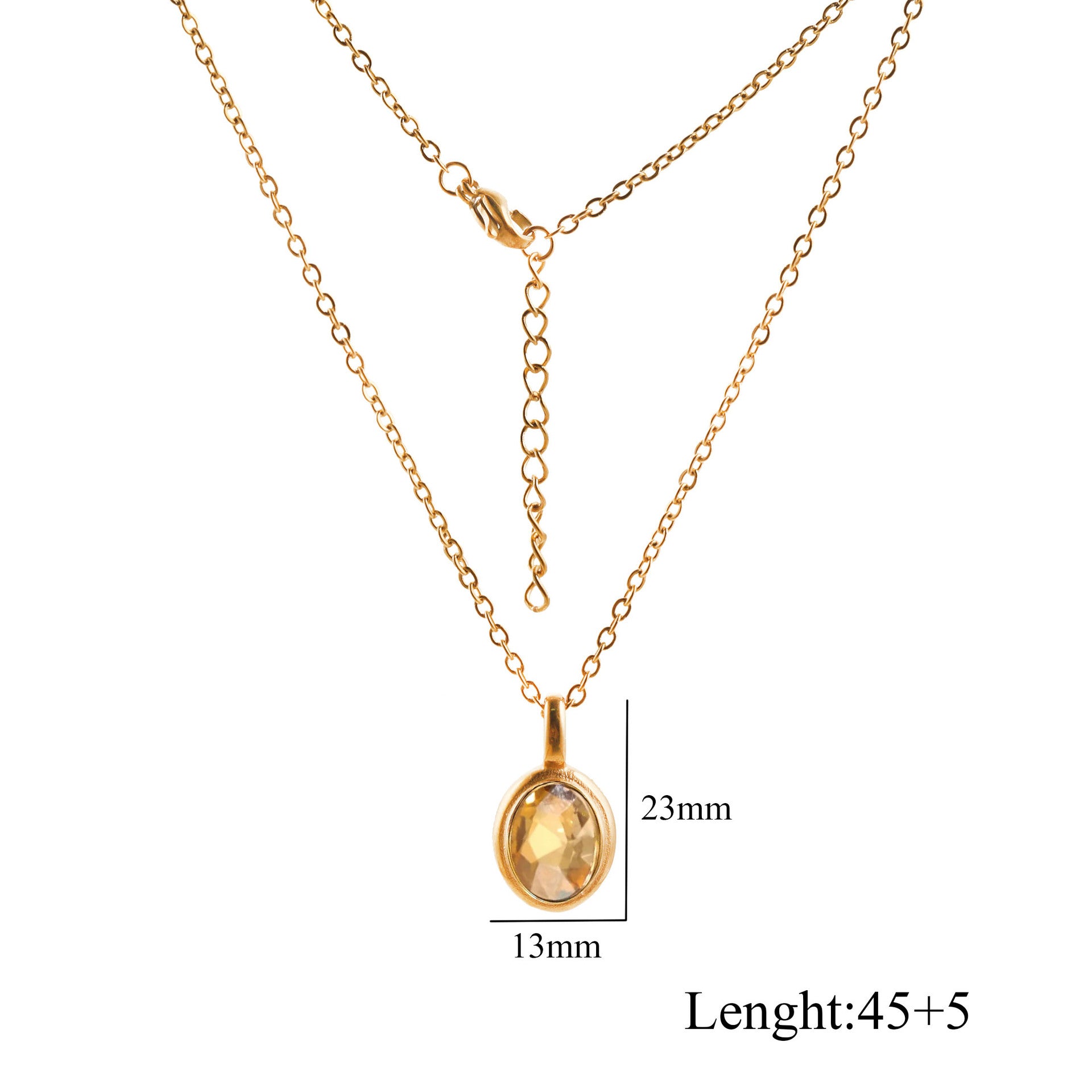 Wholesale Retro oval gemstone Titanium Steel Necklace