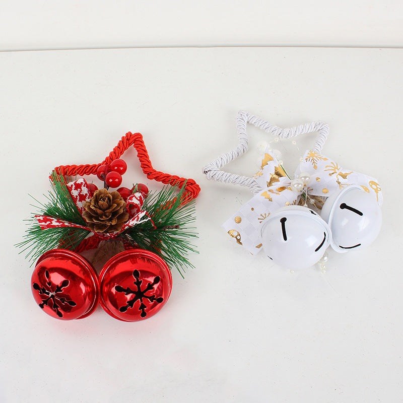 Wholesale Christmas Tree Decorations, Five Pointed Star Metal Bell Pendants