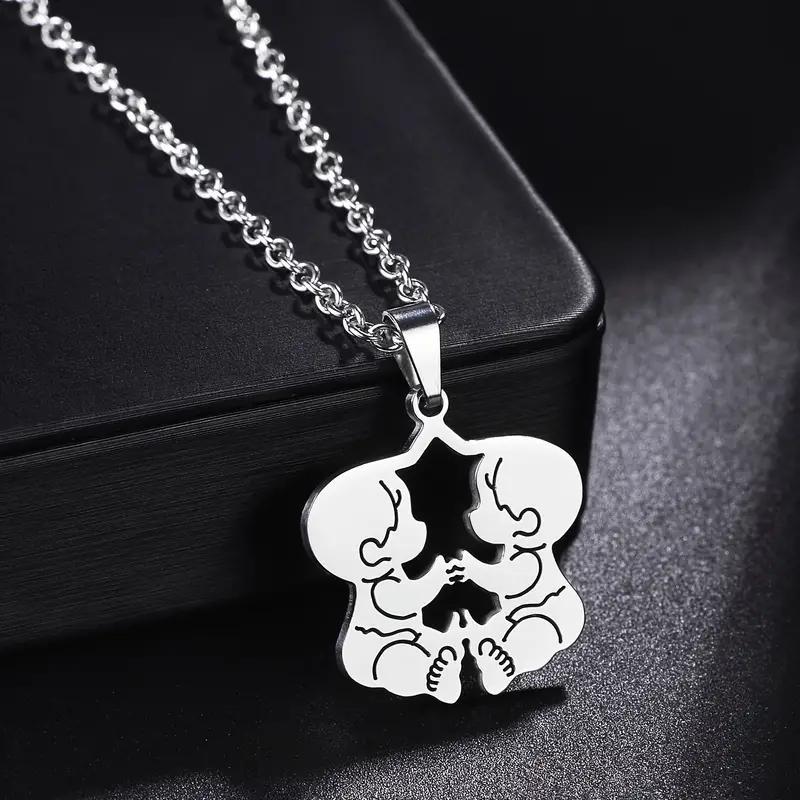 Wholesale Stainless steel mother and daughter son necklace