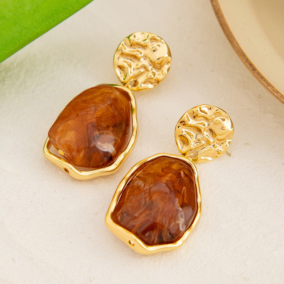 Wholesale French Pearl Square Pleated Earrings