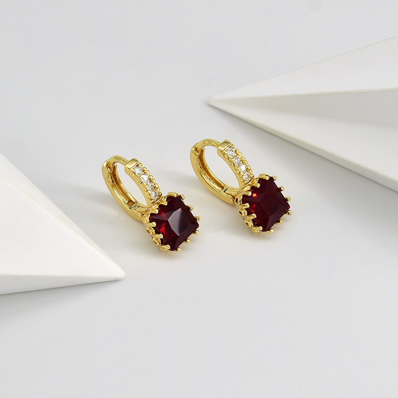 Wholesale Temperament Inlaid Cubic Zirconia Simple and Sweet Full Diamond Copper Earrings