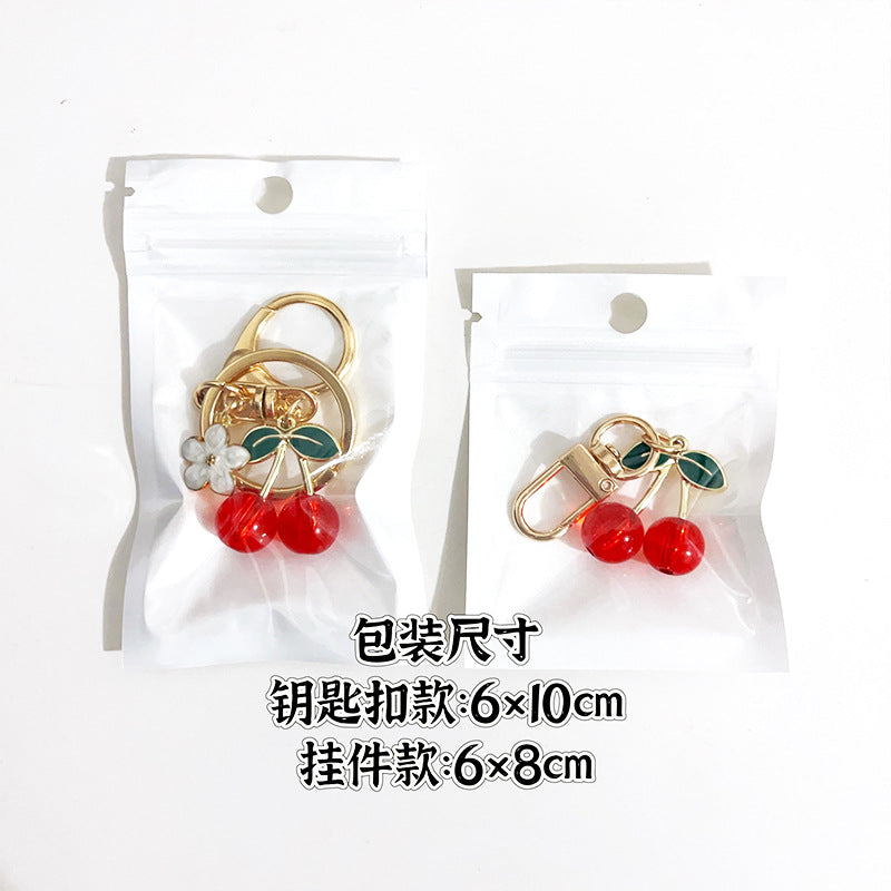 Wholesale Red cherry pendant fruit key metal keychain