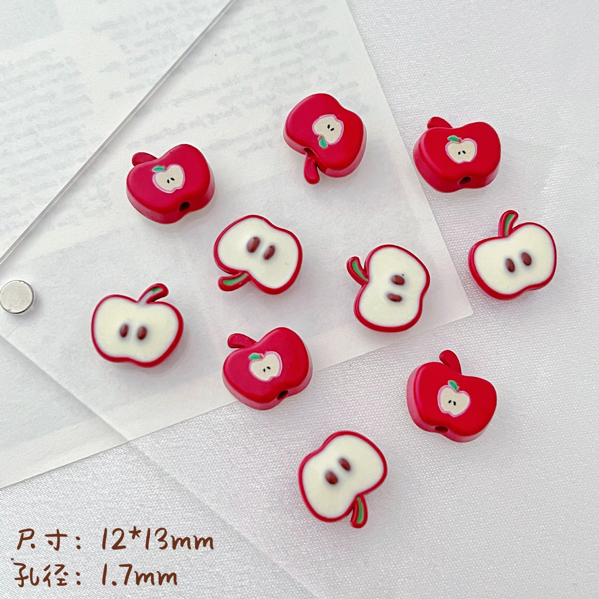 Wholesale 10pcs Cute red and green apple beads