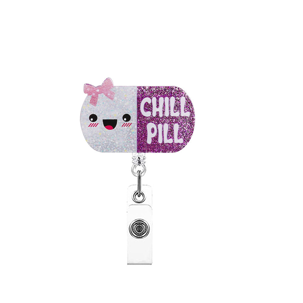 Wholesale Apple Acrylic Easy Pull ID Retractable Keychain