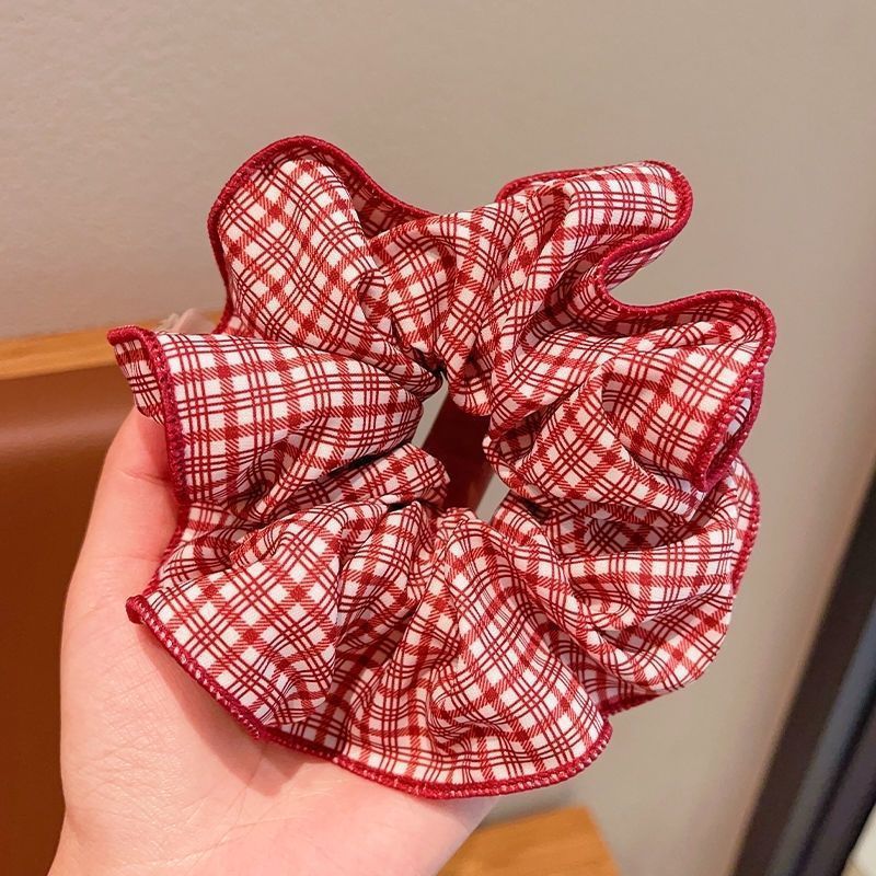 Wholesale Red Sweet Polka Dot Bow Scrunchie Ponytail Bun Hair Scrunchies