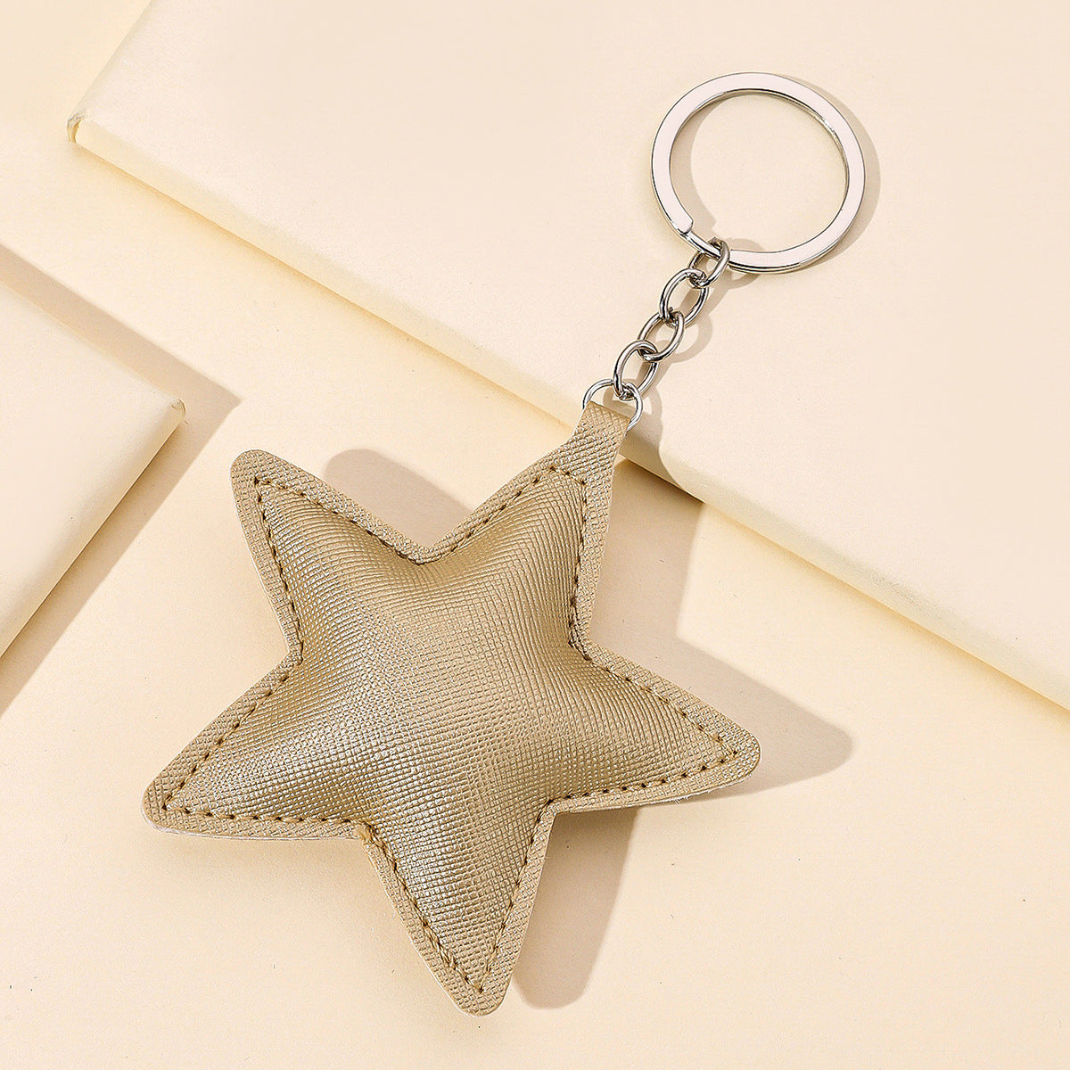 Wholesale Gold Leather Pentagram Keychain