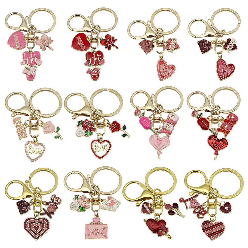 Wholesale Valentine' s Day LOVE Love Candy Rose  Metal Keychain