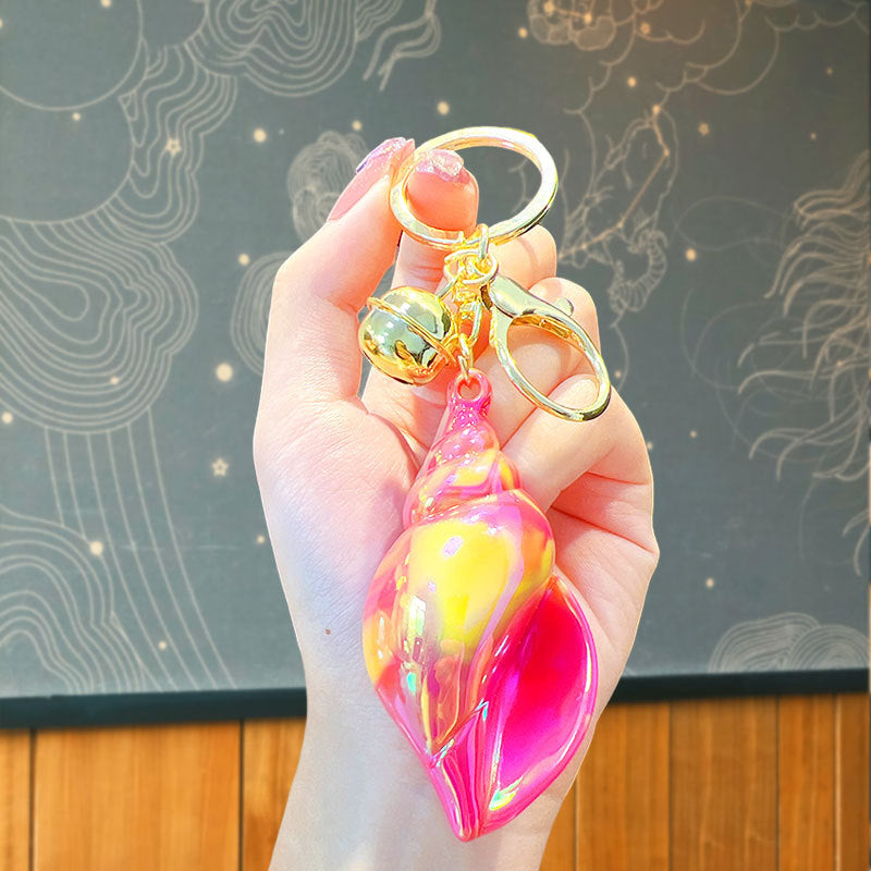Wholesale Acrylic colorful electroplating conch keychain
