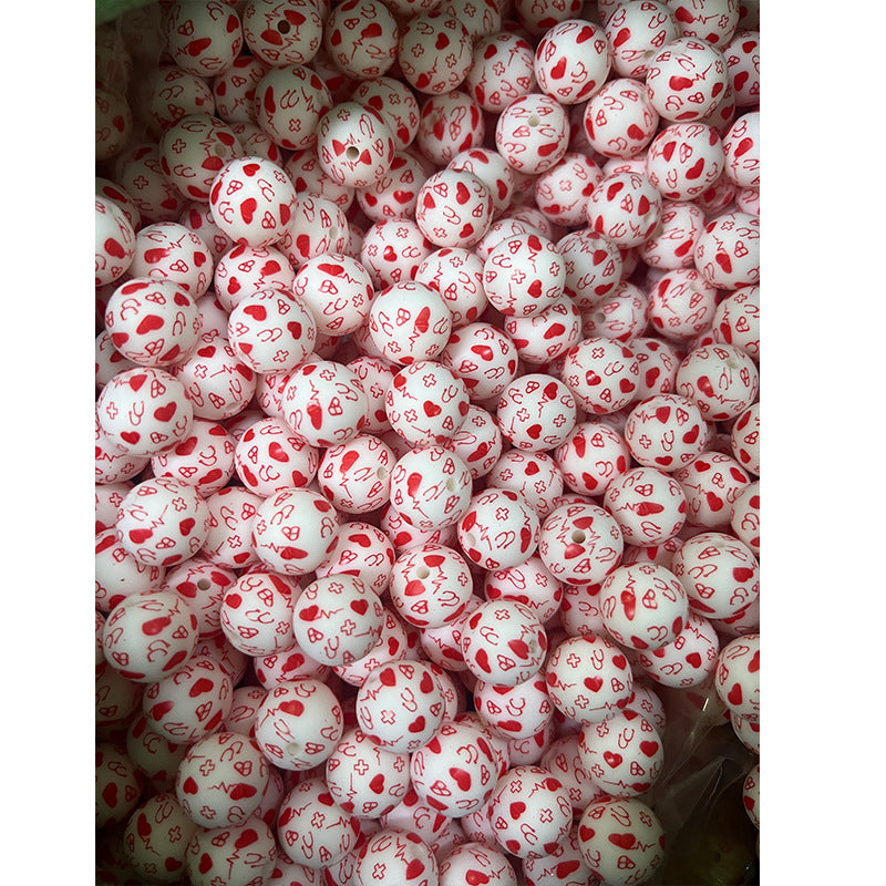 Wholesale 10PCS Water Transfer Silicone Colorful Leopard Beads
