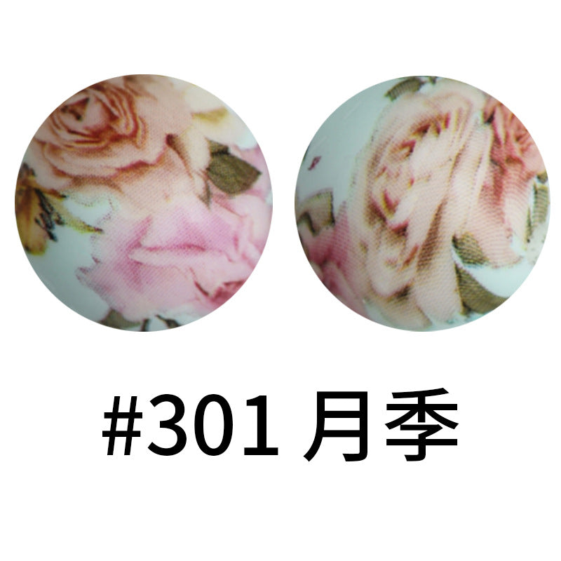 Wholesale 50pcs 16mm Print Silicone Beads Colorful Silicone Water Transfer Beads