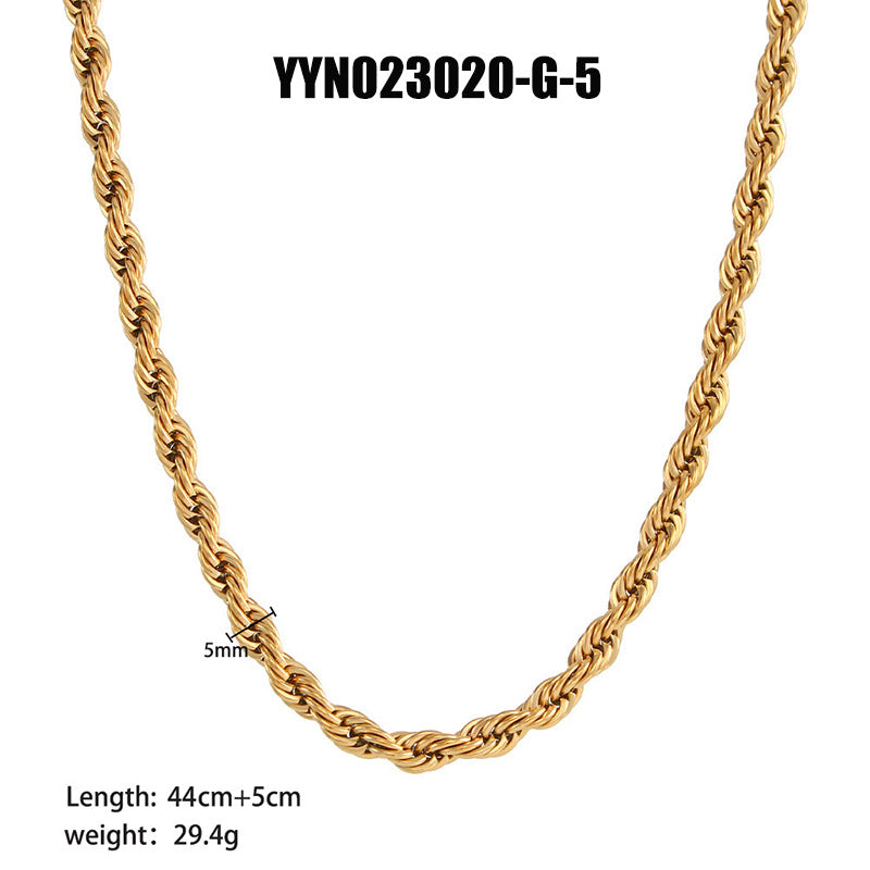 Wholesale 18K Gold Titanium Steel Twisted Ladies Temperament Versatile High-grade Flat Snake Bone Chain Necklaces
