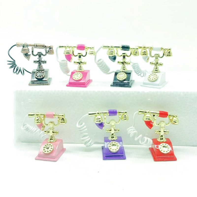 Wholesale 10pcs Miniature 1:12 Doll House Accessories Mini Metal Phone Doll Accessories