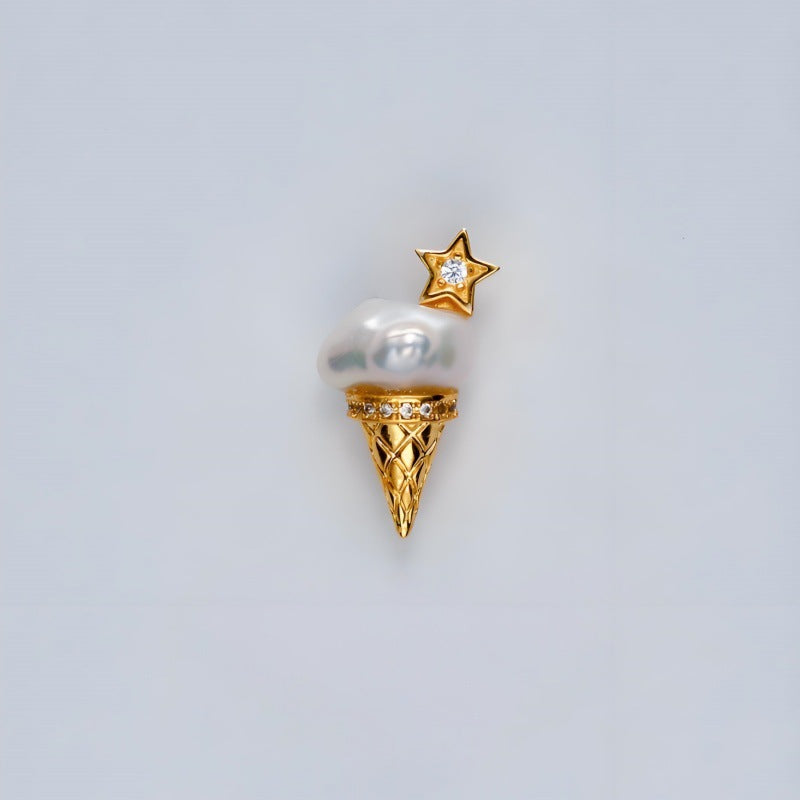 Wholesale Ice cream ghost pentagram cat pearl pendant necklace