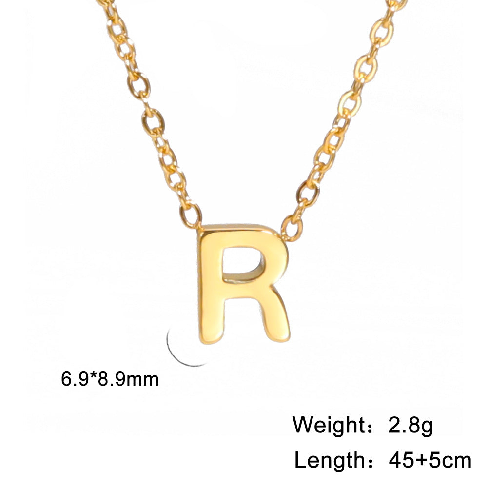Wholesale 26 Letter 18k Genuine Gold Electroplating Non Fading Stainless Steel Necklace