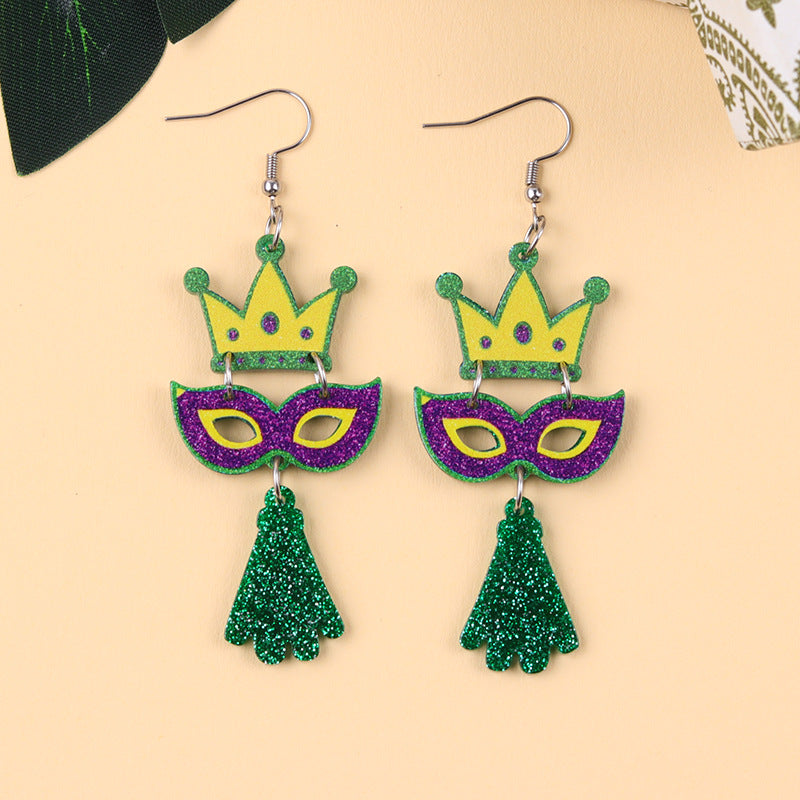 Wholesale Carnival Mask Crown Hat Acrylic Earrings