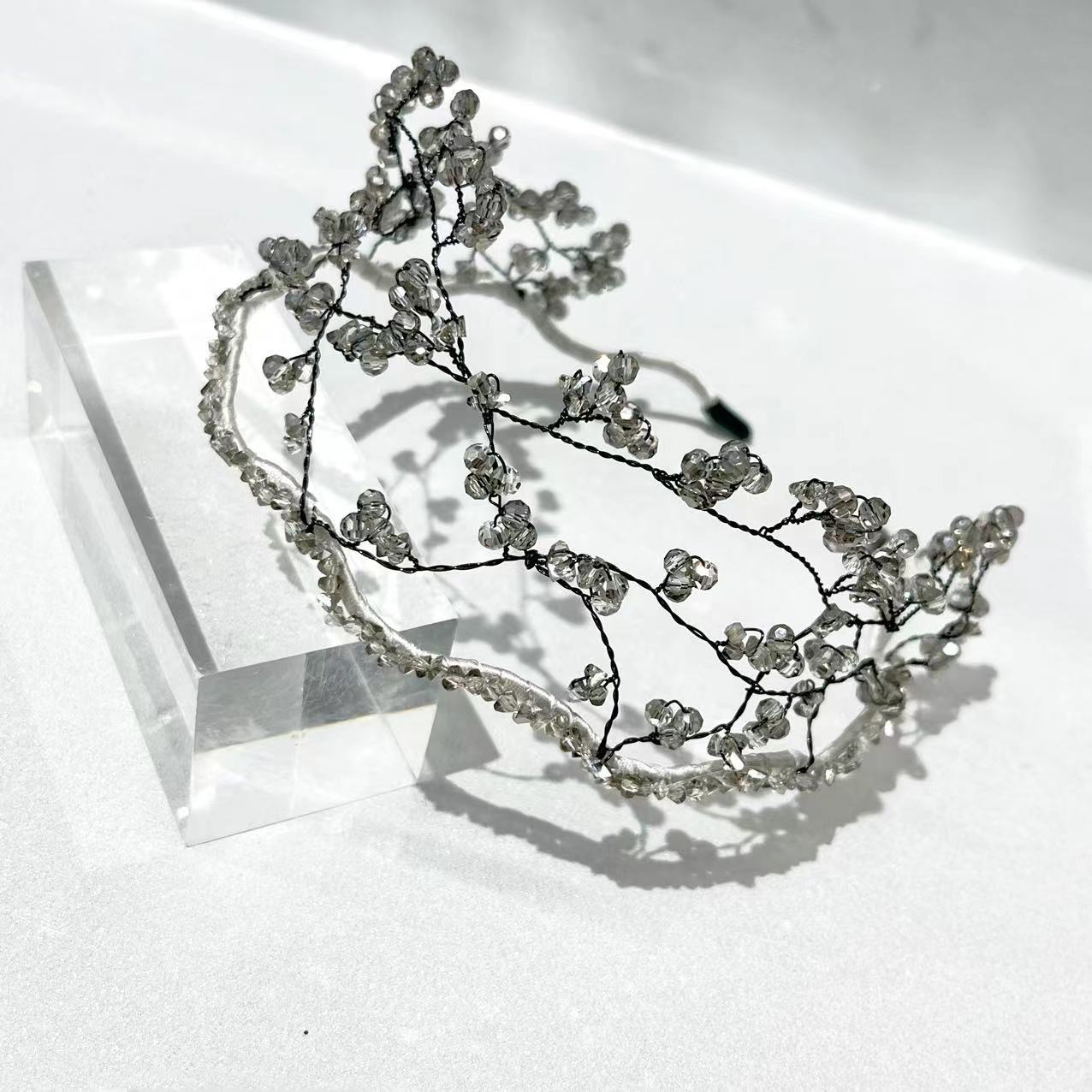 Wholesale Handmade Beaded Delicate Crystal Braided Mesh Headbands