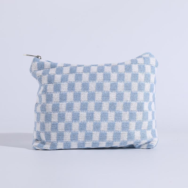 Wholesale Checkerboard Wool Cosmetic Bag