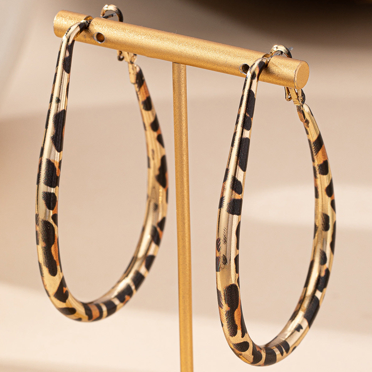 Wholesale Leopard Print Drop Earrings Chic Electroplated Alloy Jewelry Accessory For Women
