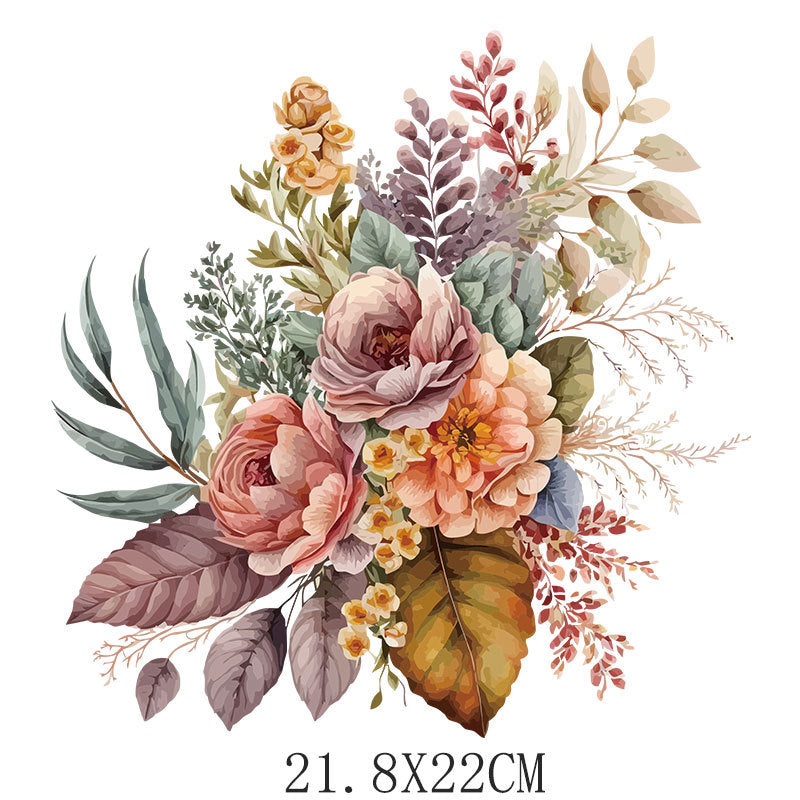 Wholesale 10pcs/pack Watercolor floral heat transfer appliqué clothing UV DTF Ready to Press Transfers Wraps