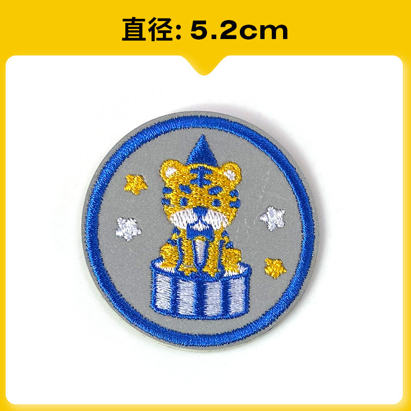 Wholesale Chic Reflective Cartoon Embroidered Patch For Backpack Coat School Bag Safety Decorative Badge