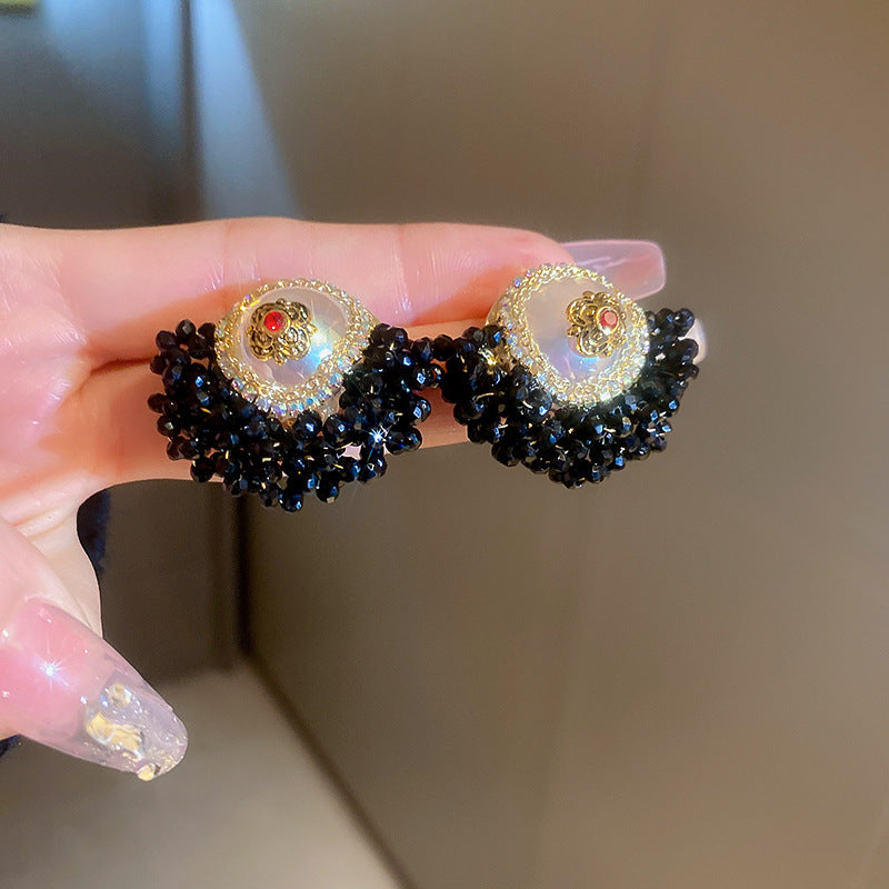 Wholesale  Vintage Black Oval Atmospheric Premium Earrings