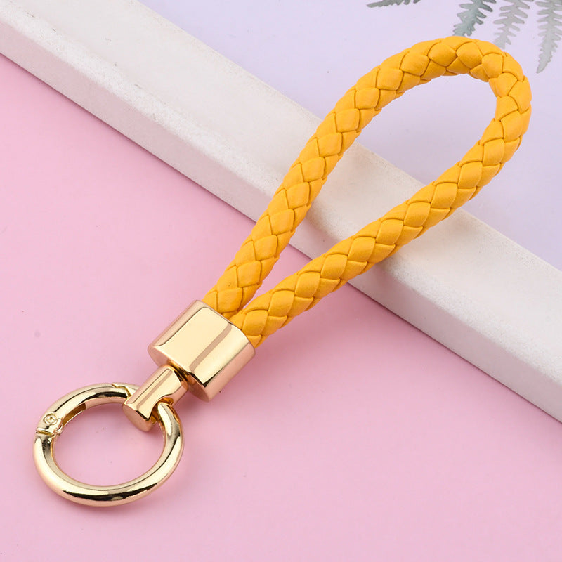 Wholesale PU Leather Woven Lanyard Keychain