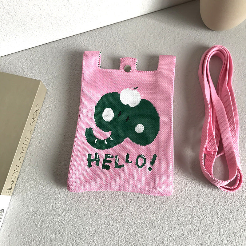 Wholesale Cute Cartoon Elephant Pattern Mini Clutch Knitted Bag