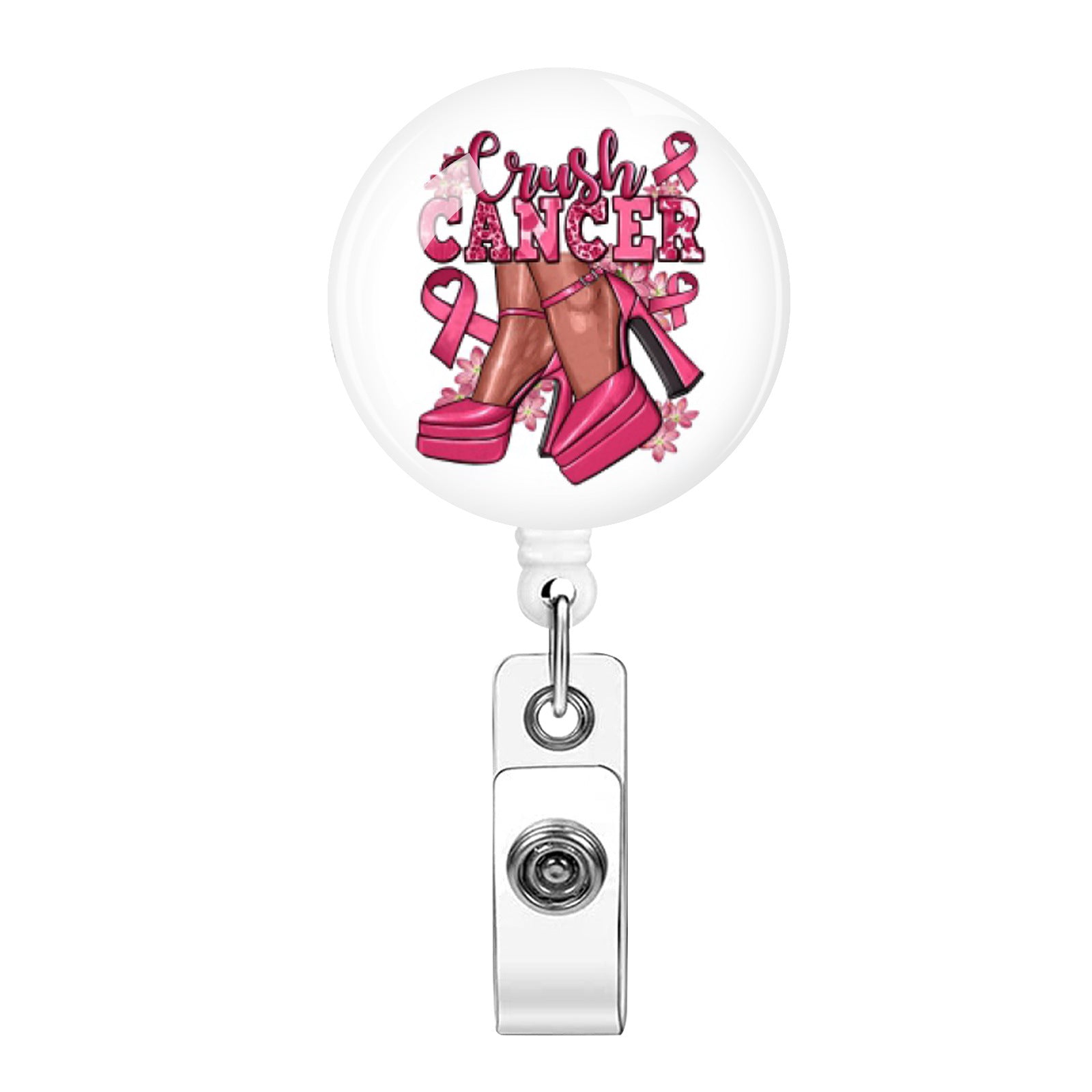 Wholesale Pink Ribbon Rainbow Retractable Keychain