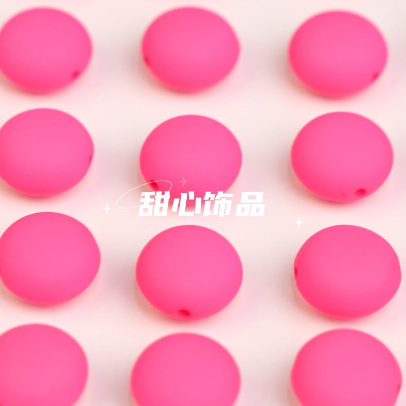 Wholesale 10pcs Macaron Color Rubber Beads Straight Hole Flat Round Beads Diy Jewelry Accessories