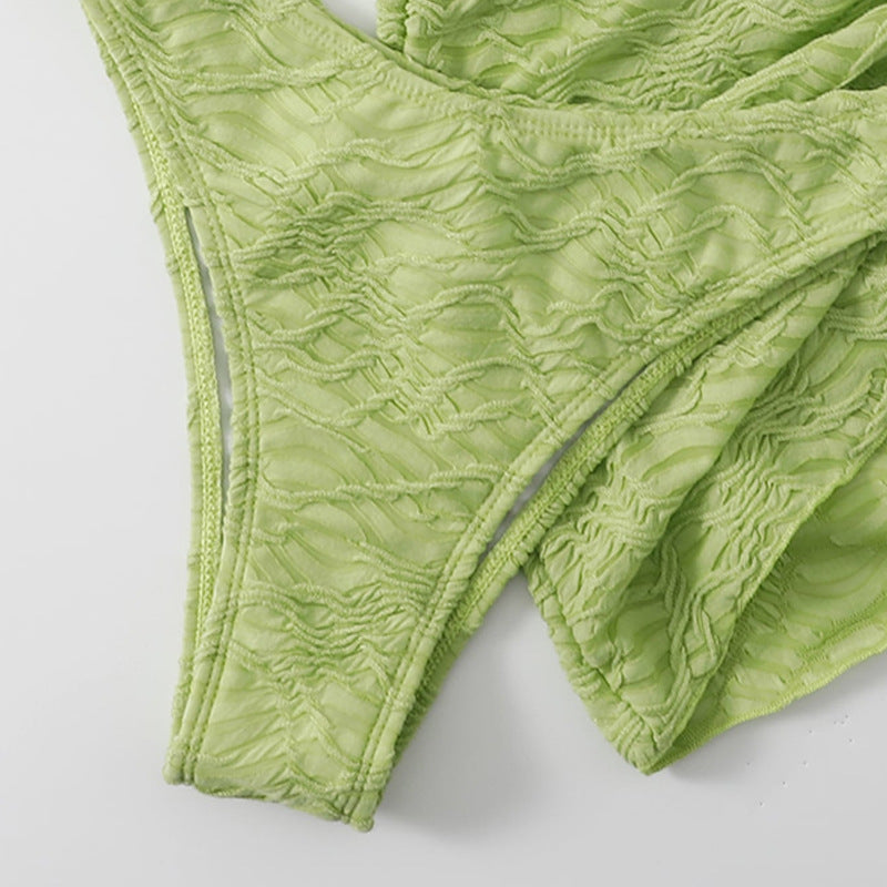 Wholesale Tube Top Three Piece Sexy Strappy Swimsuit