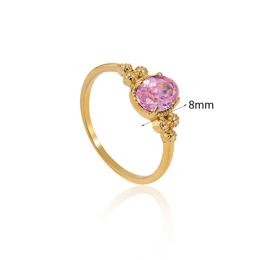 Wholesale 18K Gold Plated Stainless Steel Ring with Crystal Halo Stone