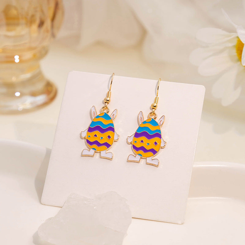 Wholesale Easter Egg Cartoon Titanium Steel Earrings