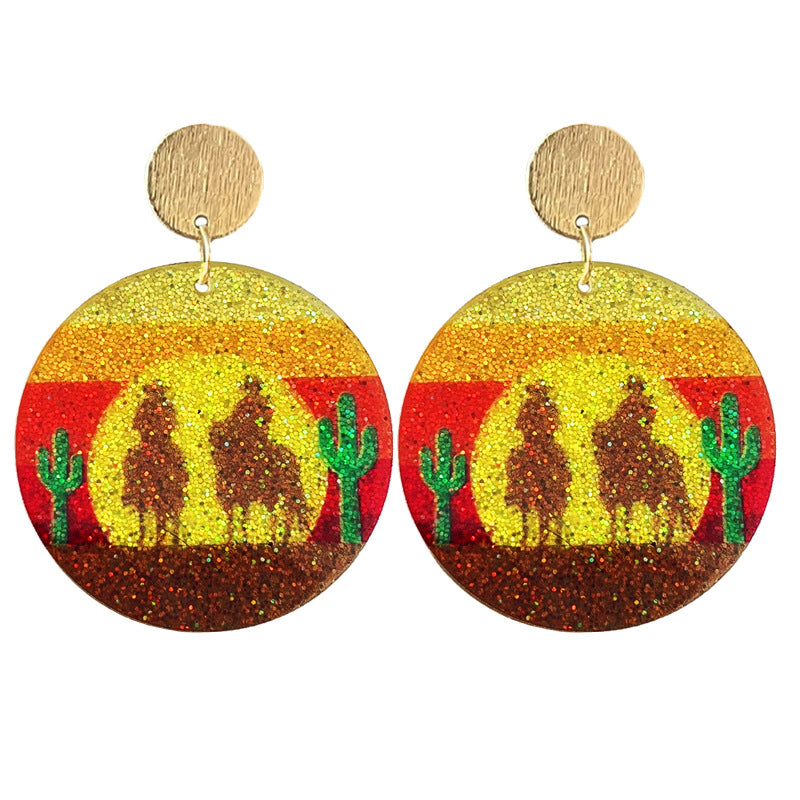 Wholesale Western cowboy style acrylic earrings