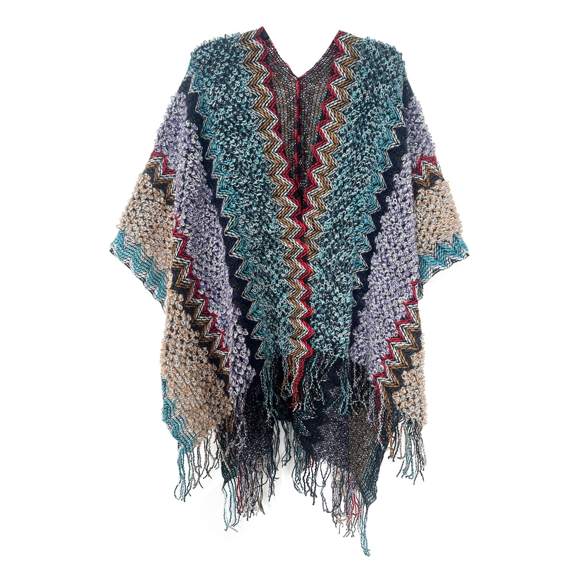 Wholesale Autumn and Winter Ethnic Style Slit Tassel White Knitted Scarf