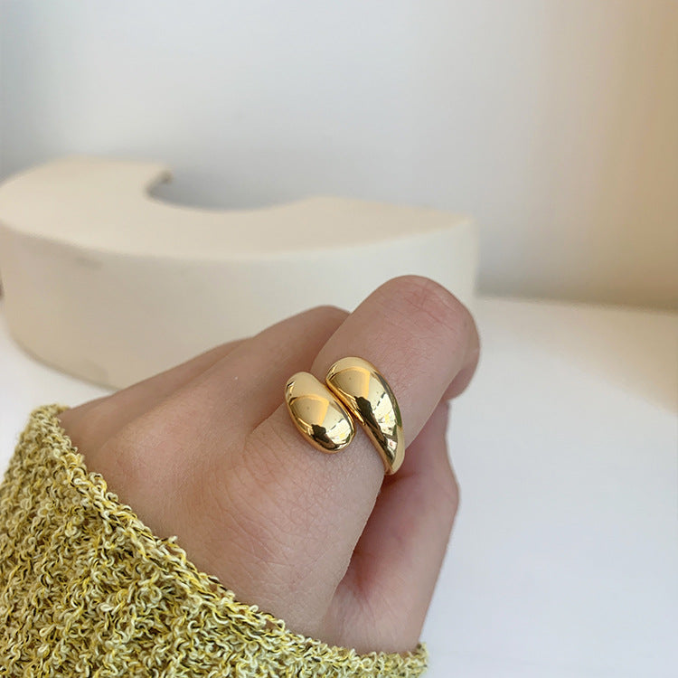 Wholesale Brass Plated Genuine Gold Water Drop Cross Ring