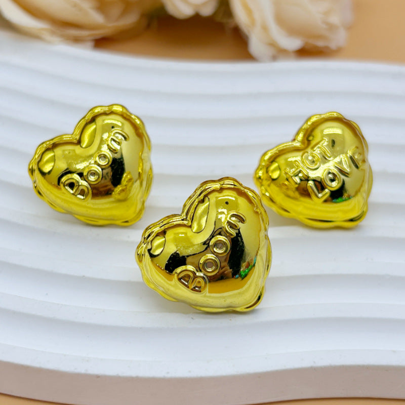 Wholesale 20pcs Acrylic Uv Plated Metal Christmas Balloon Heart  Crystal Beads